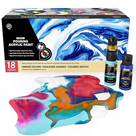 18 Colors 60ml Pouring Acrylic Paint Set High Flow Pre-Mixed Fluid Art Pigment for Violent Bear DIY 