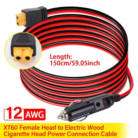 12AWG 1.5M XT60 To Car Cigarette Lighter Plug Adapter Cable 30A for ALLPOWERS R600 R1500 R2500 S2000
