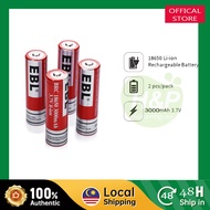 【Ready stock】EBL Rechargeable Batteries 2pcs Battery 18650 3000mah 3.7V Li-ion Bateri