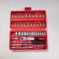 46Pcs B-Type Ratchet Combo Kit – Wrench, Sockets, Bits – Compact Fast Ratchet, Household Repair Tool