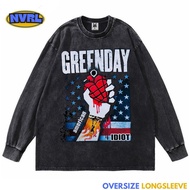 Oversized longsleeve green t-shirt american idiot washed washing vintage tee