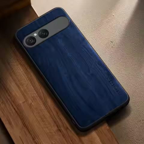 for Sony Xperia 10 VII VI V IV III Case capa coque Stylish durable wooden prattern pu leather cover 