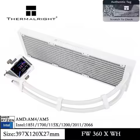 Thermalright FROZEN WARFRAME 360 X WHITE CPU AIO Cooler with 2.4-inch LCD Display No Fan for AM5 AM4