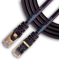 SatelliteSale RJ45 Cat 7 High-Speed SSTP Network Ethernet Path Cord Internet Cable 10 Gbps Black 25 