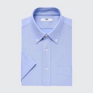 <7折>UNIQLO 男裝DRY抗皺舒適襯衫(短袖) BLUE M GU
