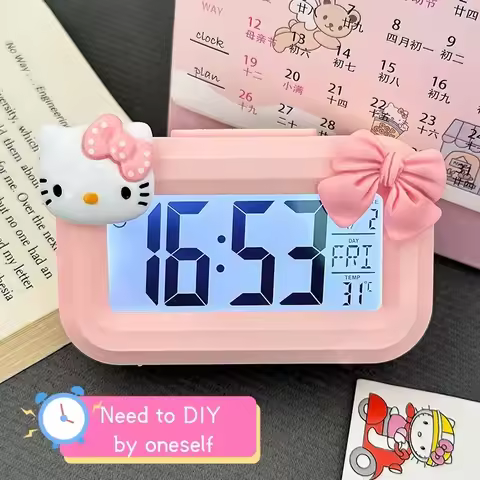 Kawaii Sanrio Hello Kitty Noctilucent Alarm Clock - Mini Desktop Dormitory Ornament Gift for Birthda