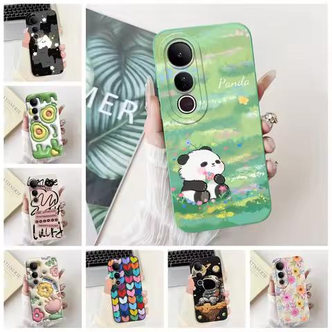 5G For Vivo V50 Lite Case Luxury Fashion Flowers Cute Cat Cool Boys Girls Shockproof Silicone Bumper