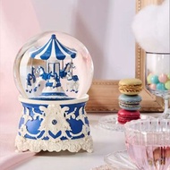 雨後藍 洛可可旋轉木馬(經典)水晶球音樂盒 生日情人聖誕結婚禮物