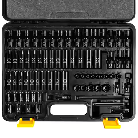 BOEN 72pc 1/4" Drive Impact Socket Set, SAE 3/16"-9/16" & Metric 4-15mm, Cr-Mo, w/Deep, Shallow, Swi