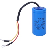 CD60 Run Capacitor, 250V AC 500uF CD60 Run Start Capacitor, for Refrigerators, Air Conditioner, Moto