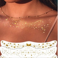 1 Piece Of Sparkling Gold Body Tattoo Sticker, Ins Style Temporary Tattoo, Retro Waterproof Self-Adh