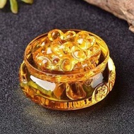 包送貨 -【八方來財】黃金開運水晶聚寶盆  招財擺件 聚寶盆 元寶 藝品 琉璃 助財運 聚財 避邪 琉璃 L