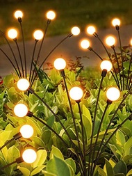 1入組6LED ABS太陽能草坪燈，現代主義圓形球形太陽能路燈，適用於花園