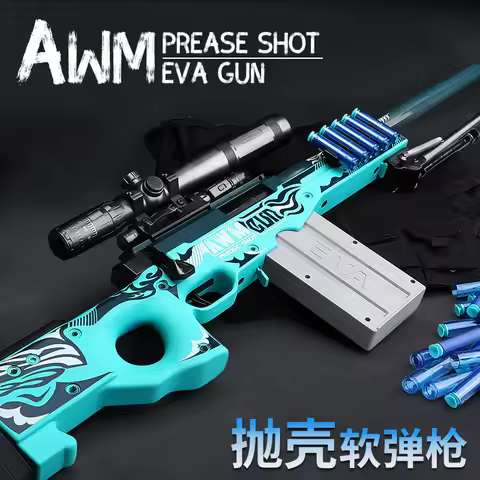 Large Caliber Shell-Ejecting AWM Softball Sniper Rifle for Boys' Outdoor Combat Manual Loading