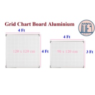 Magnetic Grid Chart Whiteboard / Chart Board (Aluminium Frame) 3x4 ft/ /4x4ft Papan Magnetik