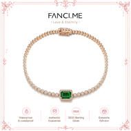 FANCIME "Modern Queen" 14K Solid Rose Gold 0.9 Carat Natural Green Emerald and Round Diamond Art Dec