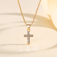 LANME JEWELRY Klasik Cross Wanita Titanium Kalung Wanita Stainless Steel Berlapis Emas Liontin Salib