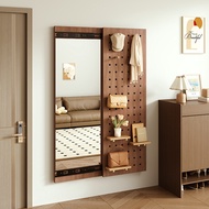 Solid Wood Hole Board Dressing Mirror Hidden Full-Body Mirror Sliding Household Closable Wall-Mounte
