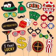 24 Pcs Las Vegas Casino Party Decorations, Casino Night Themed Photo Booth Props, 777, Money Dollar 