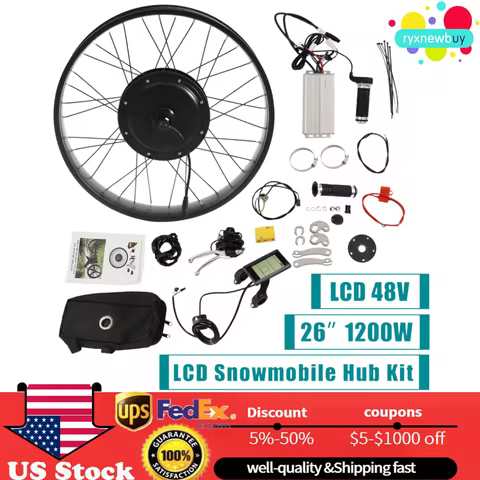 Electric Bike Conversion Kit, 26" 1200W Fat Tire Rear Wheel E-Bike Conversion Kit Snow Bike w/ LCD D