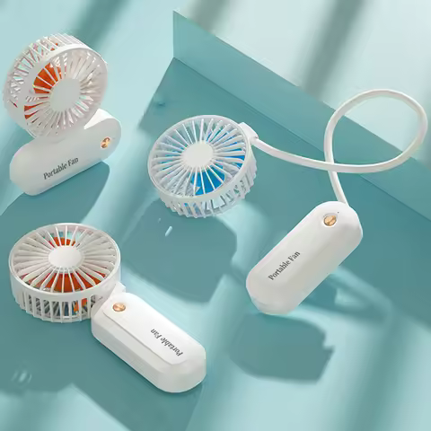 Latest Portable Neck Hanging Fan USB Rechargeable Mini Small Summer Handheld Electric Fan JMF-4