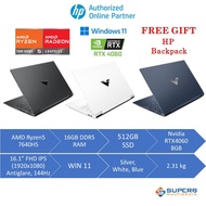HP Victus 16-s0035AX Silver, s0036AX White, s0037AX Blue Gaming Laptop (AMD Ryzen 5-7640HS/16GB DDR5 5600/ 512GB SSD/ NVIDIA GeForce RTX 4060 8GB/ 16.1 FHD 250 nits 144Hz / Win11)(T&amp;G/Grab E-Wallet Rm80)