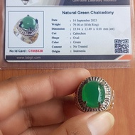 Natural Batu Green Chalcedony 'Hijau Garut' + Memo GLI