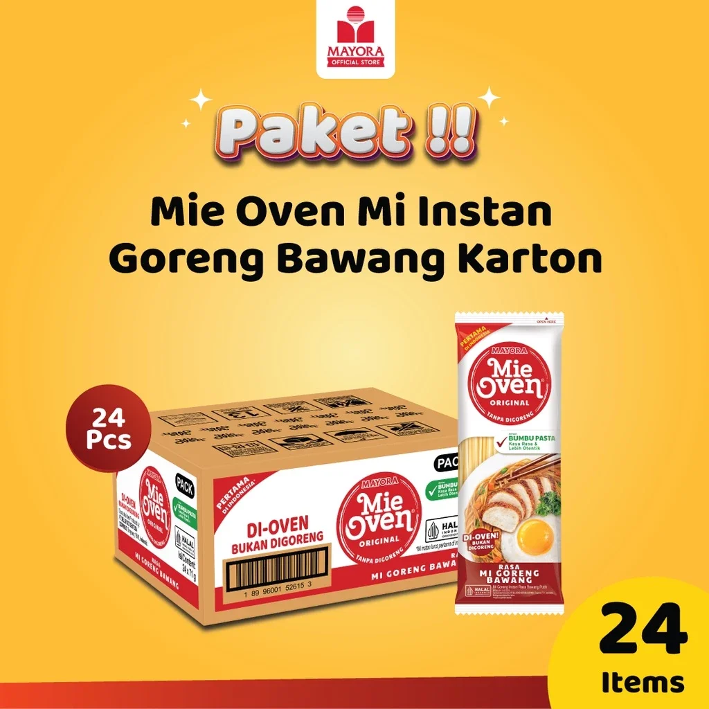 Mie Oven Mi Instan Goreng Bawang Karton | Mie Oven Goreng 1 Dus Isi 24pcs | Mi Oven 1Dus