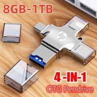 HP แฟลชไดรฟ์ 1TB Flashdrive 4 in 1 OTG USB แฟลชไดร์ฟ Type c otg iphone otg Android otg type c แฟลชได