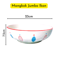 HHS Mangkok Keramik Motif Kucing Jumbo Ukuran 23cm