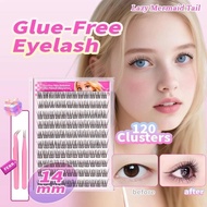 【 Free Tweezers】10 Row Self-adhesive Eyelashes 100-120 Cluster Eyelash Extension Set No Need Glue