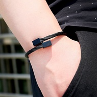 Dành Cho Nam Bằng Thép Không Gỉ Vòng Đeo Tay Geometrci Punk Xoắn Dây Cáp Curb Vòng Tay Hạt Charm & V