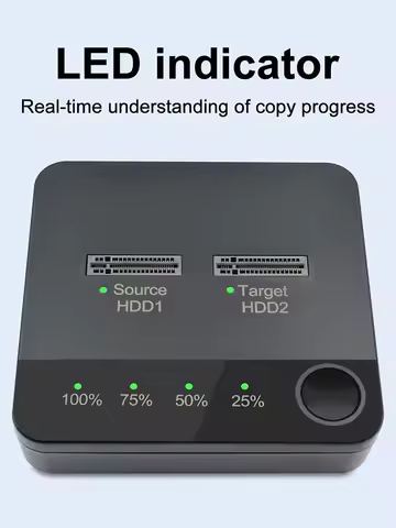 Docking Station with LED Indicator SSD Hard Drive Duplicator Data Transmission Dual Rotors Reading f