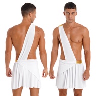 Yeahdor Mens Toga Costume One Shoulder Ancient Greek Cosplay Outfits for Halloween Party