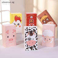 Uloverun 6PCS Carton Farmland Animal Gift Bags Paper Candy Biscuit Packaging Bag For Kids Farm Themed Animal Birthday Party Supplies SG