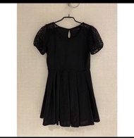 全新日本百貨櫃Heather超氣質袖鏤空布蕾絲黑色洋裝