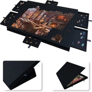 Tilting Puzzle Board 1000 ชิ้น 2-in-1แผ่นเก็บพาซเซิล Felt พกพาพับได้ 6 ลิ้นชัก Puzzle Mat Storage Sa