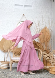 Dress muslim Azkia warna salem pastel busui friendly by amnion hijab