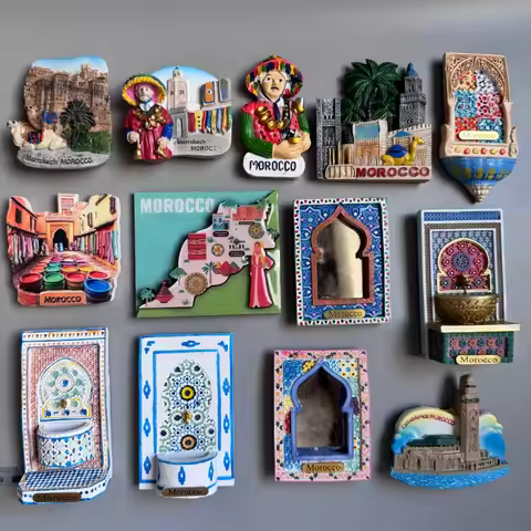 Morocco Fridge Magnets Casablanca Marrakesh Sink Zellige Marrakech African Tourism Engraved Picture 