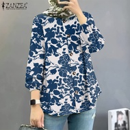 [3 Days Delivery] HijabFab ZANZEA Muslimah Women Muslim Labuh Baju Blouse Puff Long Sleeve Round Nec