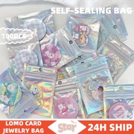 100pcs Holographic Ziplock Small Plastic Packaging Rainbow Laser Ziplock Bag Bracelet Packaging