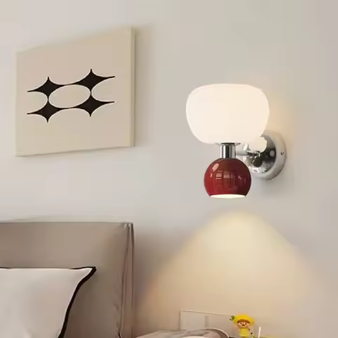 Nordic cream style LED wall lamp pumpkin light G9 bulb bedroom bedside wall lamp study living room d