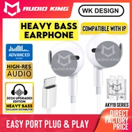WK DESIGN Super Full Bass In Ear Earphone Wired No Bluetooth High Quality With Microphone Karaoke Ea