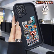 CHENYYKA Casing Hp Untuk Samsung Galaxy A22 M22 Case HP menyeluruh casing pola Iron Man softcase sil