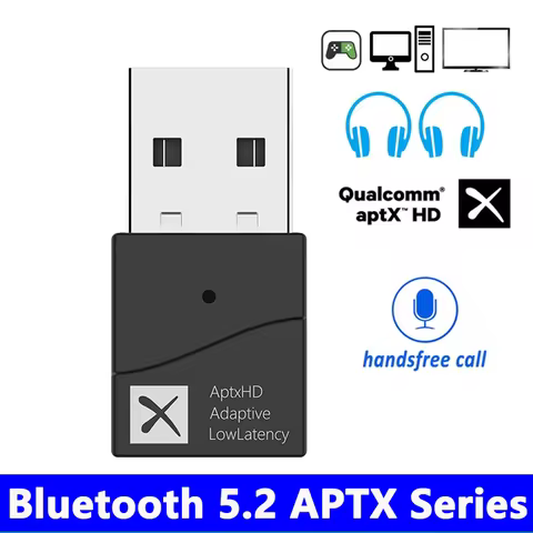 Bluetooth Transmitter 5.2 5.0 APTX HD LL Low Latency Adaptive USB Wireless Audio Adapter Handsfree C