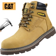 Steel Toe Shoes Labor Protection Shoes Genuine Leather Overall Boots CAT Martin Boots Men's Rhubarb 