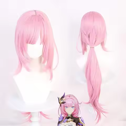 HAIRJOY Synthetic Hair Honkai Impact 3 Elysia Cosplay Wigs Pink Cosplay Wig Rose Net