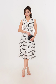 Đầm xòe phối khóa kéo trước IVY moda MS 41M8333