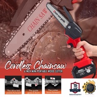 Cordless Chainsaw 6 Inch Mini Portable Wood Cutter Mesin Potong Pokok Branch Pruning Saw Secateurs Pemotong Kayu