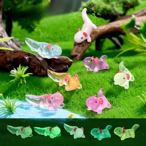 10/20/50pcs New Luminous Axolotl Miniatures Ambystoma Mexicanum Luminous Axolotl Figurines Fish Tank